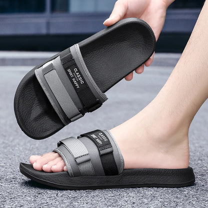 2024 New Men Slippers Outdoor Beach Sandals Trend Men Slides Men Casual Shoes Flip-flops Home Slippers Beach Sandals Big Size 47