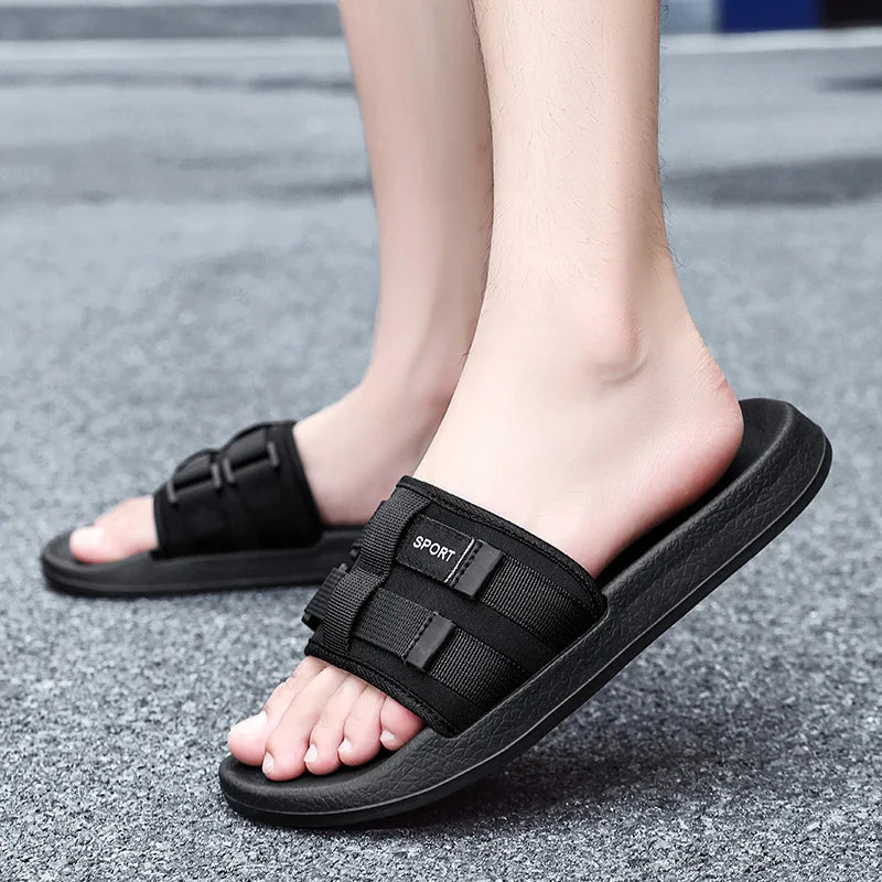 2024 New Men Slippers Outdoor Beach Sandals Trend Men Slides Men Casual Shoes Flip-flops Home Slippers Beach Sandals Big Size 47