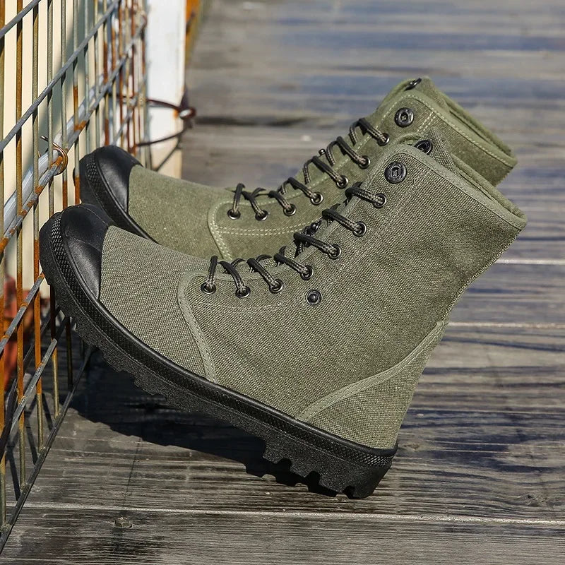 Canvas Boots Men Boots High Top Shoes for Men 2024 New Trend Platform Cuff Shoes Men Casual Ankle Boots Military Bota Masculina