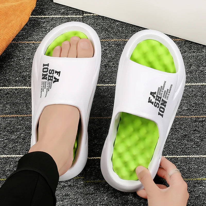 New Men Massage Slippers Indoor Thick Sole Slides Outdoor Beach Sandals Summer Casual Shoes For Men Comfortable Men's Slippers