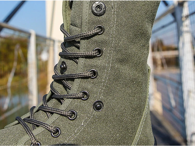 Canvas Boots Men Boots High Top Shoes for Men 2024 New Trend Platform Cuff Shoes Men Casual Ankle Boots Military Bota Masculina