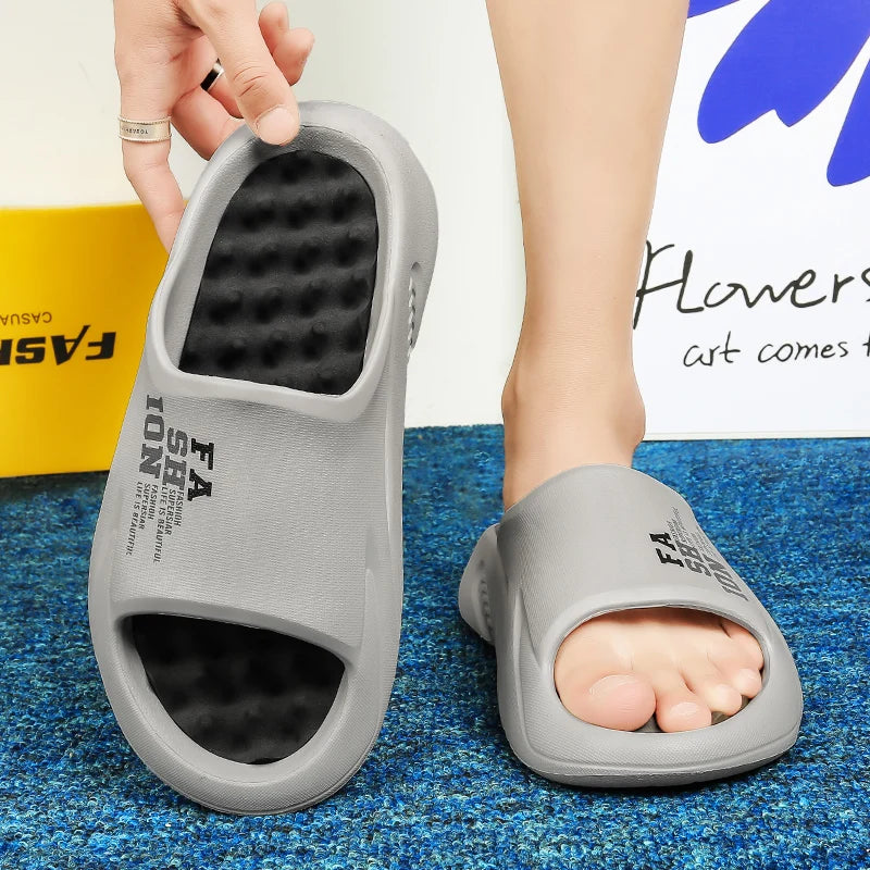 New Men Massage Slippers Indoor Thick Sole Slides Outdoor Beach Sandals Summer Casual Shoes For Men Comfortable Men's Slippers