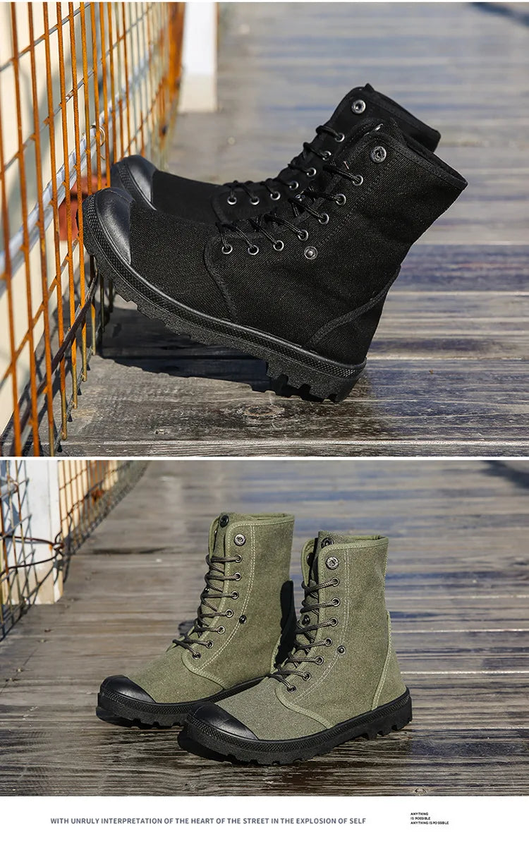 Canvas Boots Men Boots High Top Shoes for Men 2024 New Trend Platform Cuff Shoes Men Casual Ankle Boots Military Bota Masculina