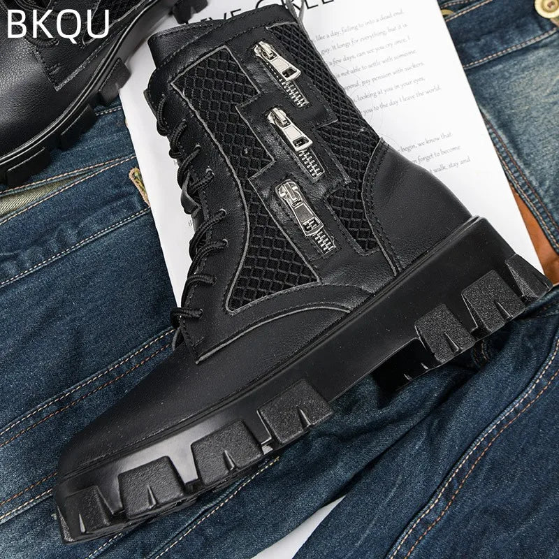 Men's High Top Trendy Outdoor Boots Casual Sports Shoes Thick Sole Comfortable Trendy Versatile Breathable Fashion Plus Size