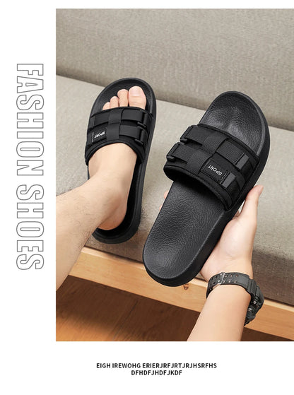 2024 New Men Slippers Outdoor Beach Sandals Trend Men Slides Men Casual Shoes Flip-flops Home Slippers Beach Sandals Big Size 47