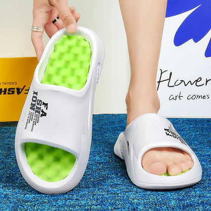 New Men Massage Slippers Indoor Thick Sole Slides Outdoor Beach Sandals Summer Casual Shoes For Men Comfortable Men's Slippers