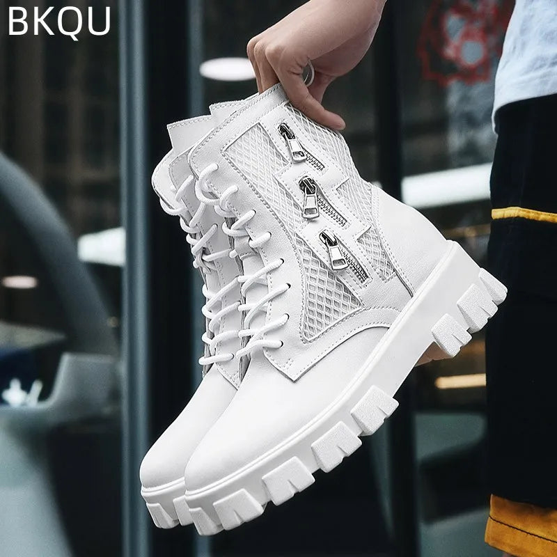 Men's High Top Trendy Outdoor Boots Casual Sports Shoes Thick Sole Comfortable Trendy Versatile Breathable Fashion Plus Size