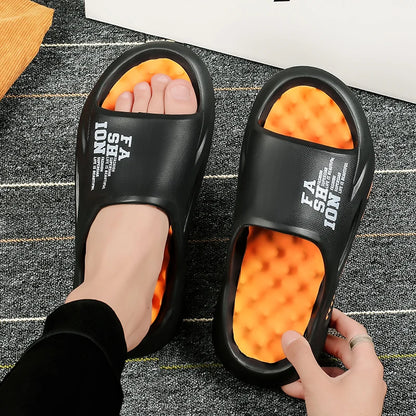 New Men Massage Slippers Indoor Thick Sole Slides Outdoor Beach Sandals Summer Casual Shoes For Men Comfortable Men's Slippers