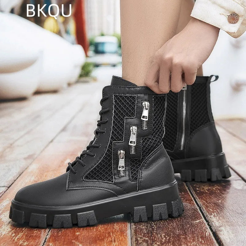 Men's High Top Trendy Outdoor Boots Casual Sports Shoes Thick Sole Comfortable Trendy Versatile Breathable Fashion Plus Size