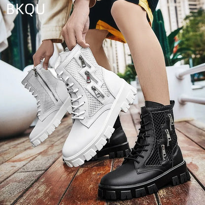 Men's High Top Trendy Outdoor Boots Casual Sports Shoes Thick Sole Comfortable Trendy Versatile Breathable Fashion Plus Size