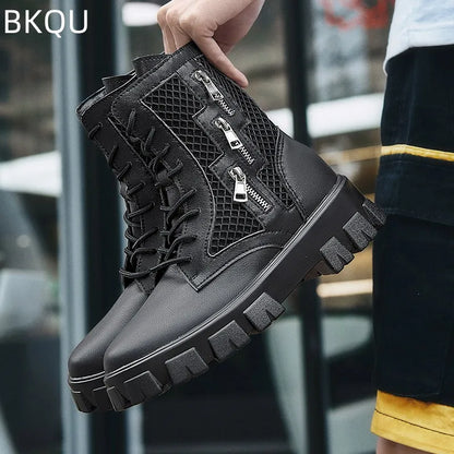 Men's High Top Trendy Outdoor Boots Casual Sports Shoes Thick Sole Comfortable Trendy Versatile Breathable Fashion Plus Size