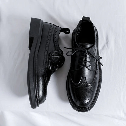 New Trending Brogues Classic Men Dress Shoes Men Oxfords Patent Leather Shoes Lace Up Formal Black Leather Wedding Party Shoes