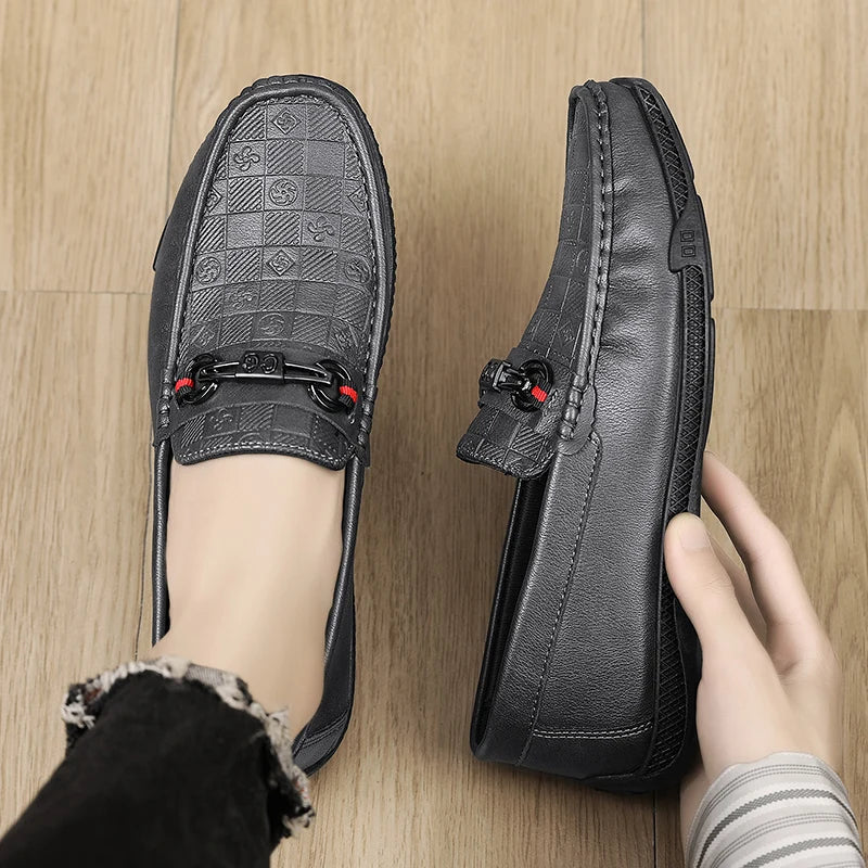 Fashion Leather Men Casual Shoes Slip on Formal Loafers Luxury Brand Comfortable Men Moccasins Italian Soft Male Driving Shoes