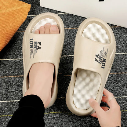 New Men Massage Slippers Indoor Thick Sole Slides Outdoor Beach Sandals Summer Casual Shoes For Men Comfortable Men's Slippers