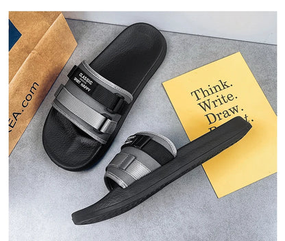 2024 New Men Slippers Outdoor Beach Sandals Trend Men Slides Men Casual Shoes Flip-flops Home Slippers Beach Sandals Big Size 47