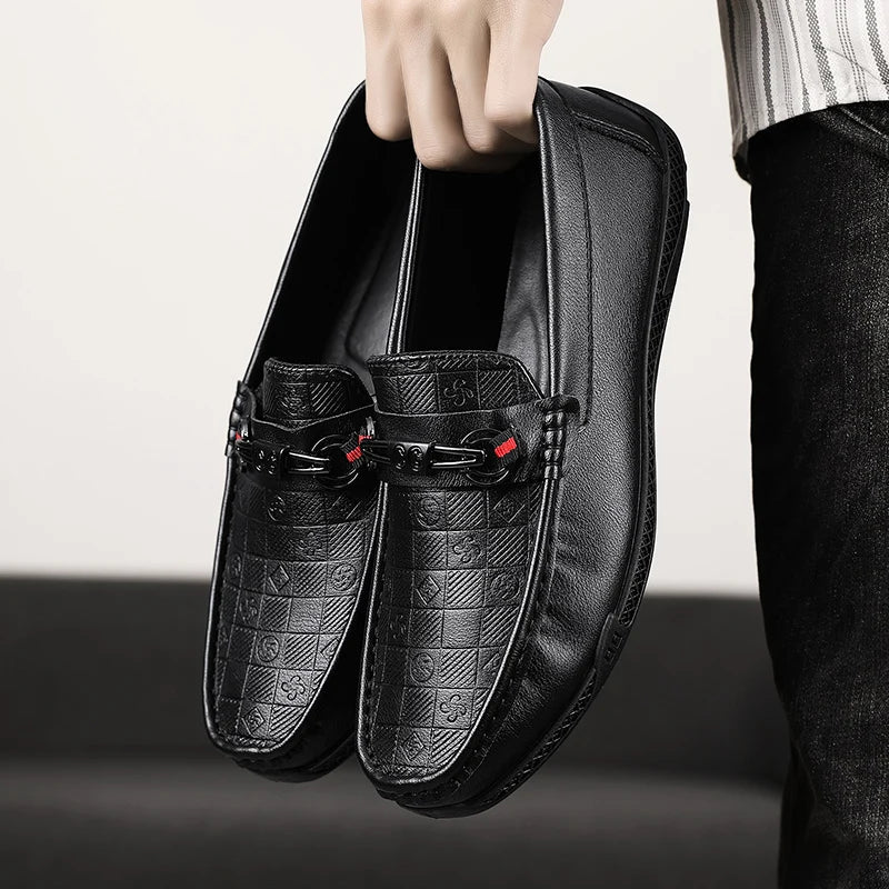 Fashion Leather Men Casual Shoes Slip on Formal Loafers Luxury Brand Comfortable Men Moccasins Italian Soft Male Driving Shoes