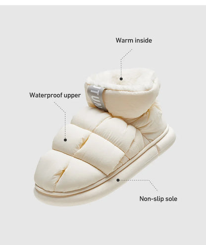 UTUNE Waterproof Men's Winter Ankle Snow Boots Warm High Top Women Boots For Home Non-slip Plush Slip-on Couple Outside Shoes