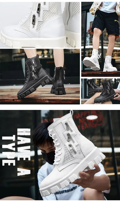 Men's High Top Trendy Outdoor Boots Casual Sports Shoes Thick Sole Comfortable Trendy Versatile Breathable Fashion Plus Size